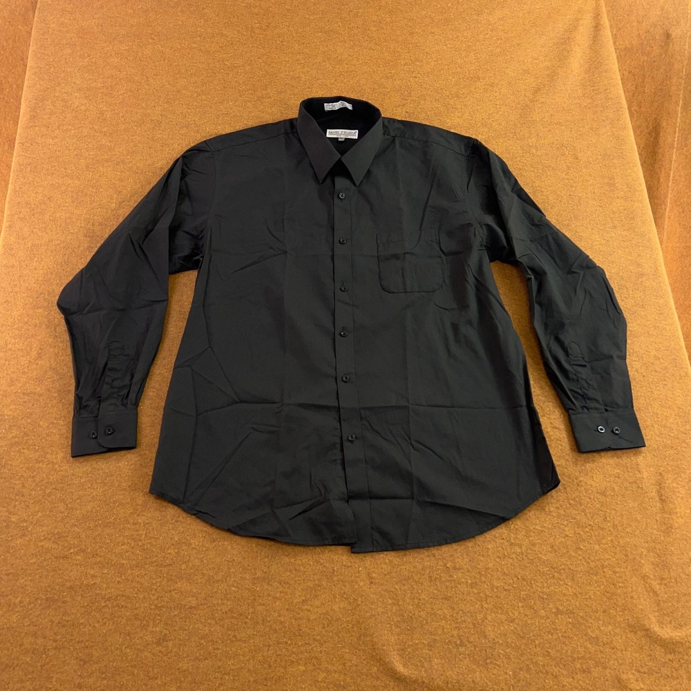 Daniel Ellissa Mens 17.5 36-37 Black Long Sleeve Button Down Dress Shirt New